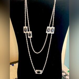 Elegant, Vintage Emmons Silver and Black Lucite Necklace